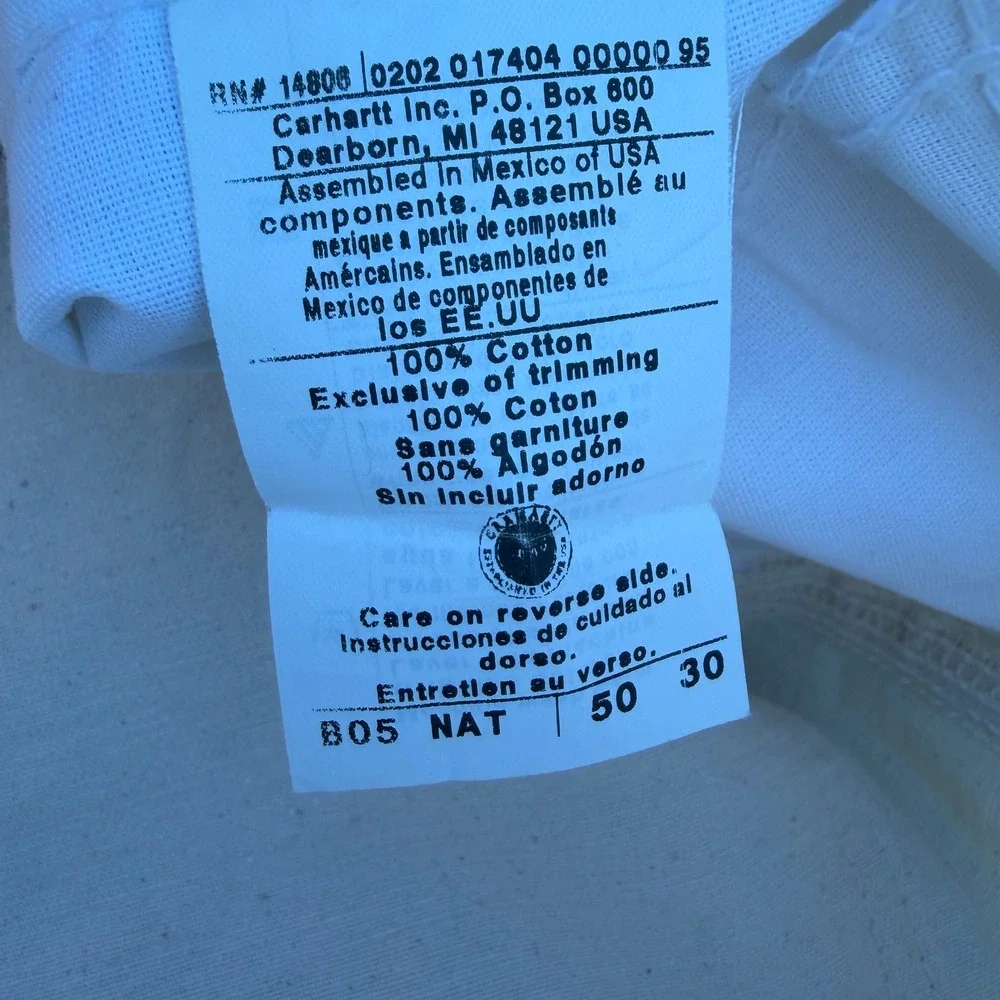 Carhartt B05 NAT Painter Pants A+ 50x30 Natural White Canvas Work Utility B05NAT